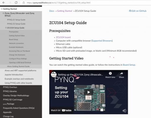 PYNQ setup for ZCU104 board